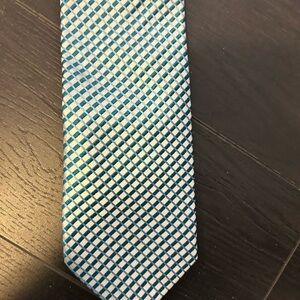 Mexx Men’s Tie | Teal & White Geometric Pattern | Classic Silk Look